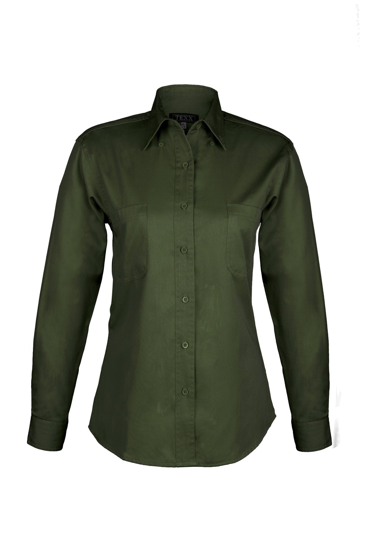 Ladies Cotton Blend Twill Long Sleeve Shirt (GREEN) (XS-3XL)