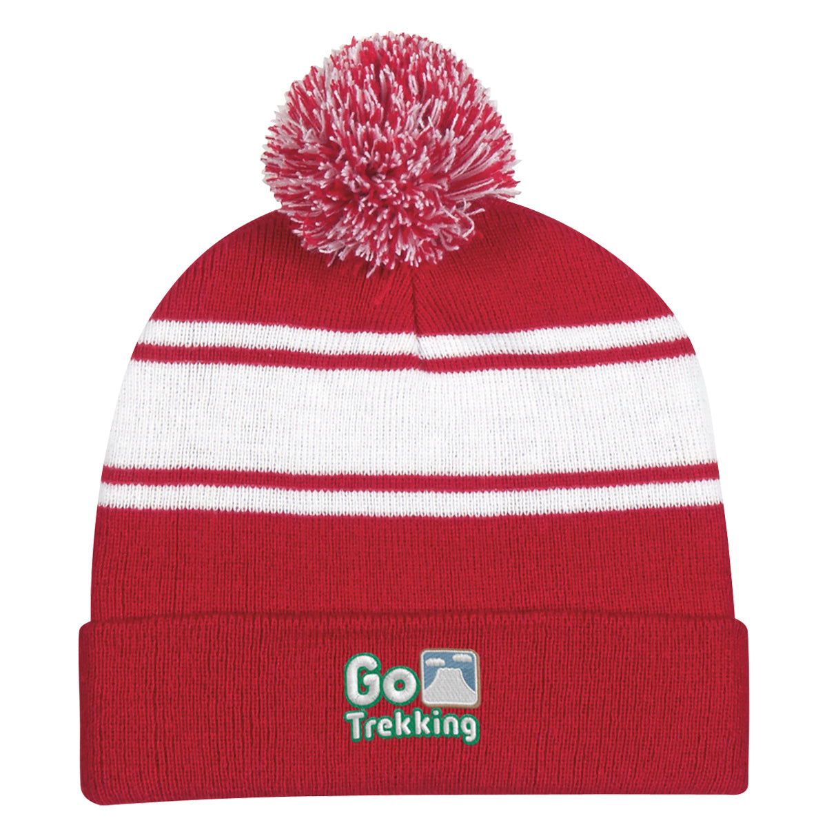 Two-tone Knit Pom Beanie With Cuff