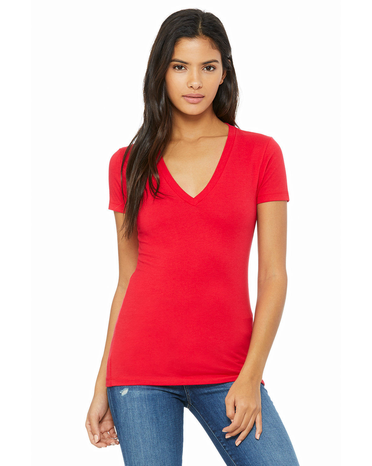 BELLA+CANVAS Ladies' Jersey Short-Sleeve Deep V-Neck T-Shirt
