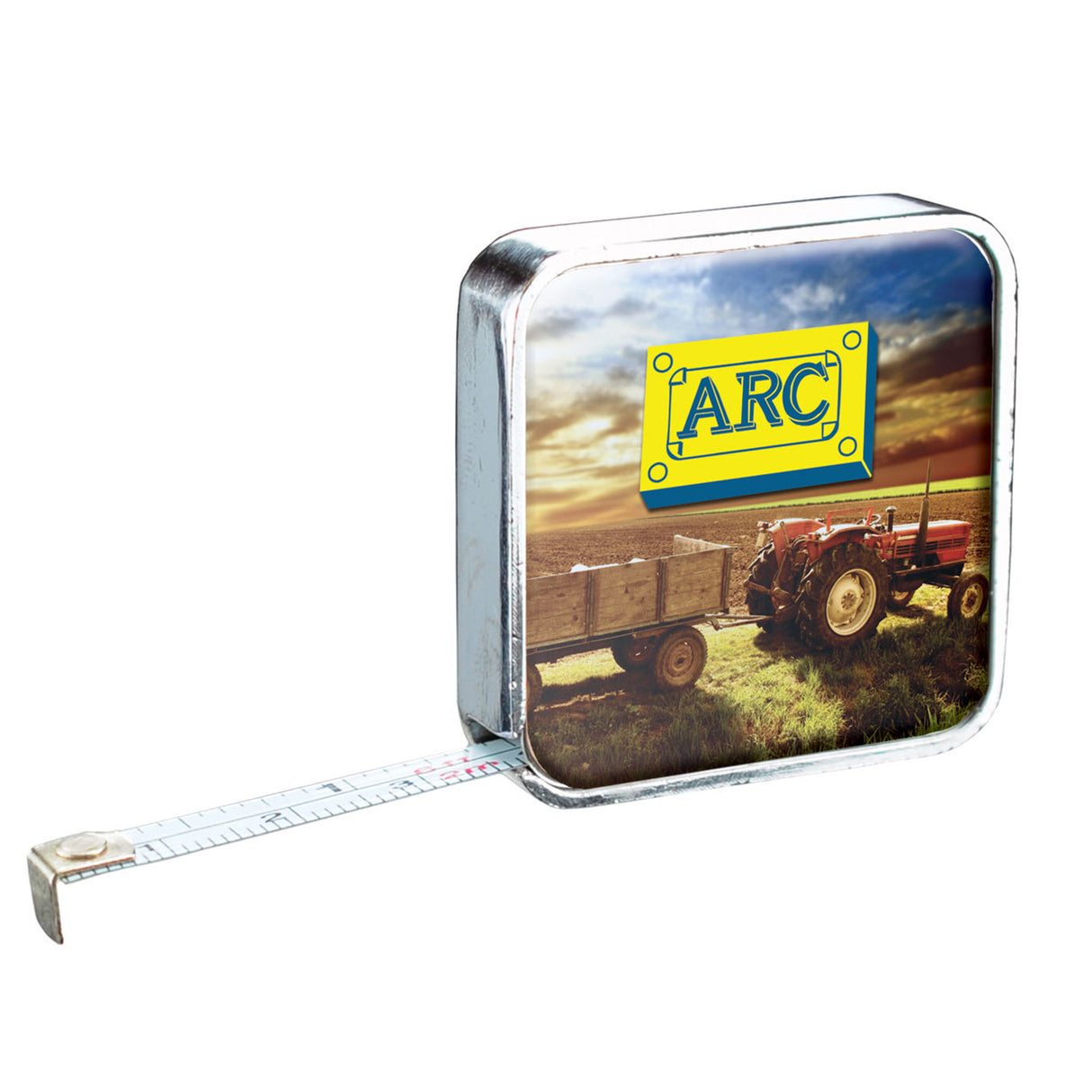 Chrome Metal Case Tape Measure w/Two-Sided Full Color Process Domed Imprint