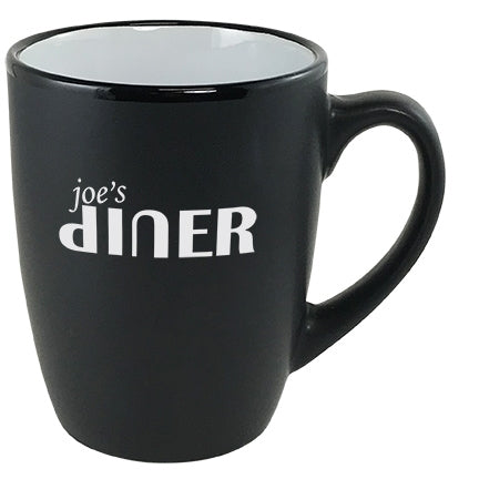 Cottager 12oz matte black mug with white interior