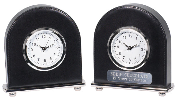 Classic Leather-Covered Clock