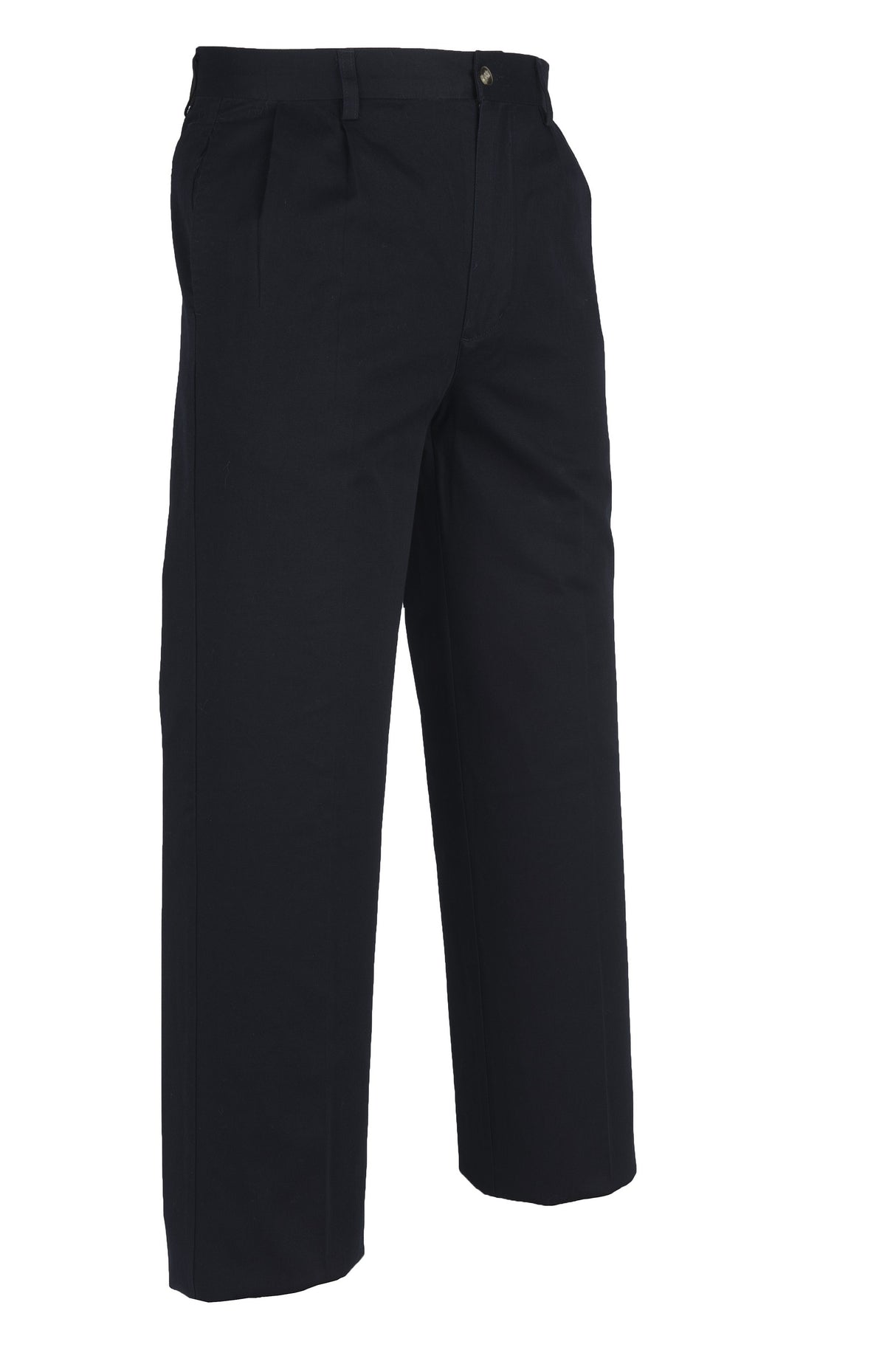 100% Cotton Brush Twill Wrinkle Free Pleated Pants (Black) (26-44)