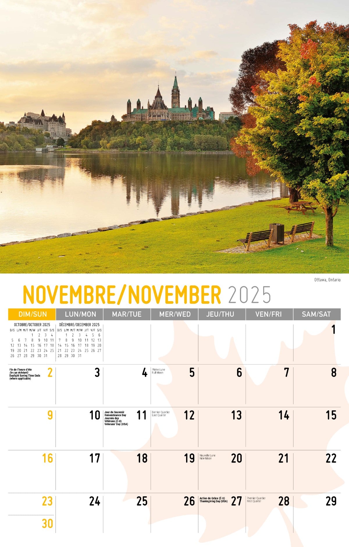 Galleria Wall Calendar 2025 Scenes of Canada (English/French)