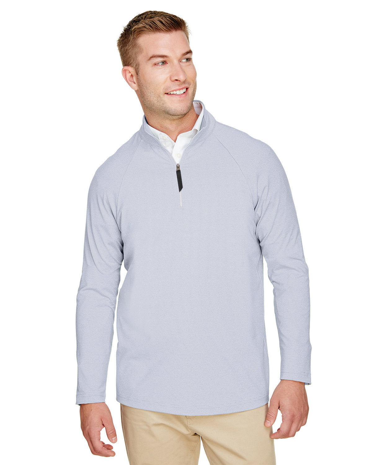 Devon and Jones CrownLux Performance® Men's Clubhouse Micro-Stripe Quarter-Zip