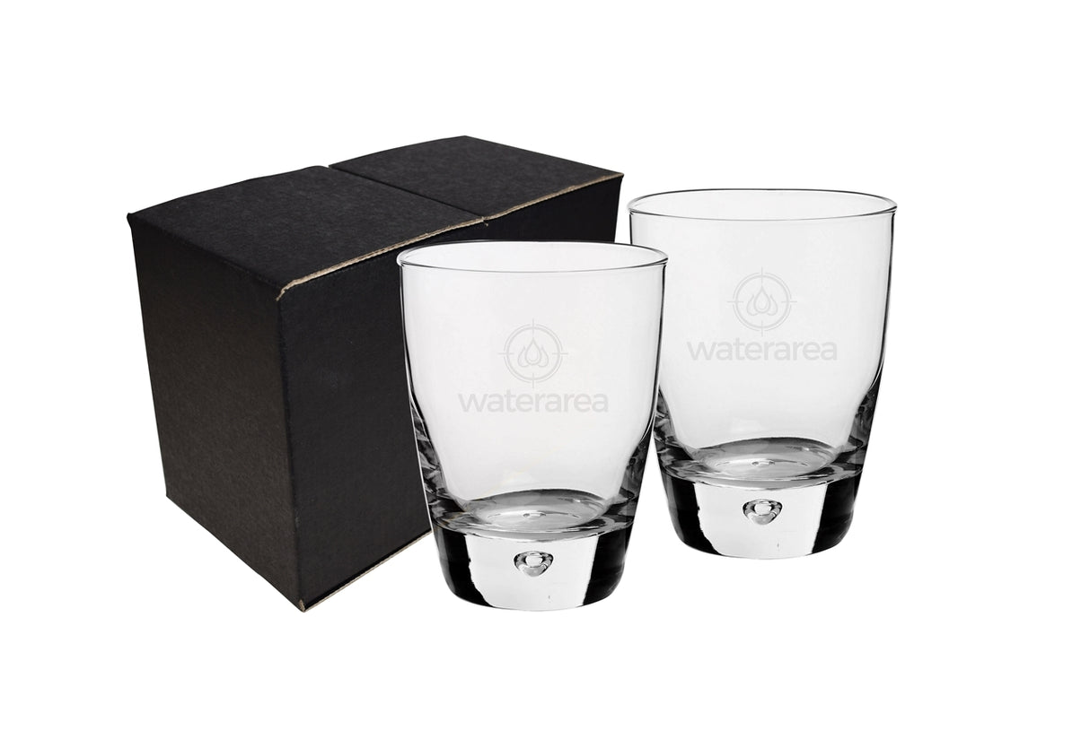 ~ Bormioli Rocco Luna 11.75oz clear rocks glass S/2 in a 'Mystique' gift box