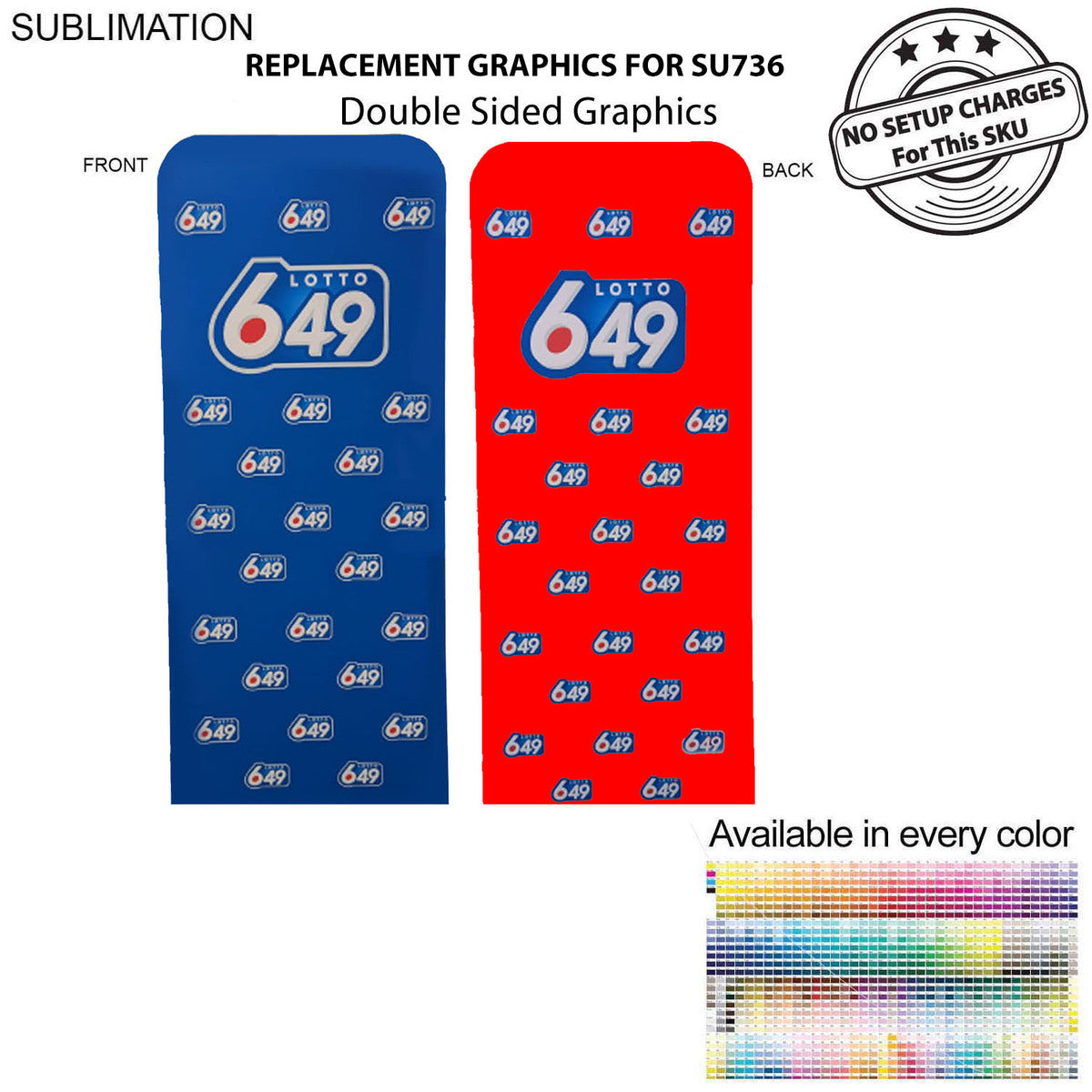 Replacement Full Color Graphics Double Sided for 3'W x 90"H EuroFit Banner with Steel Base, NO SETUP