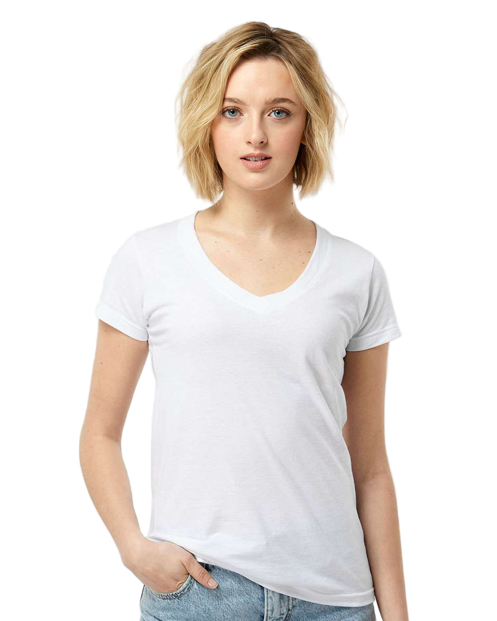 Tultex Women's Slim Fit Fine Jersey V-Neck T-Shirt
