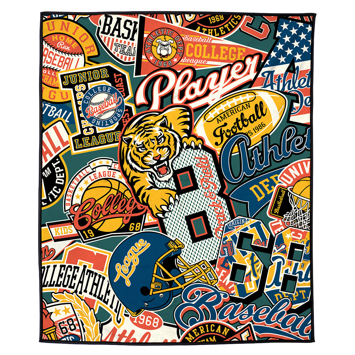 Micro-Plush Picnic Blanket with Carry Strap 50"x 60" 410GSM-Full Color