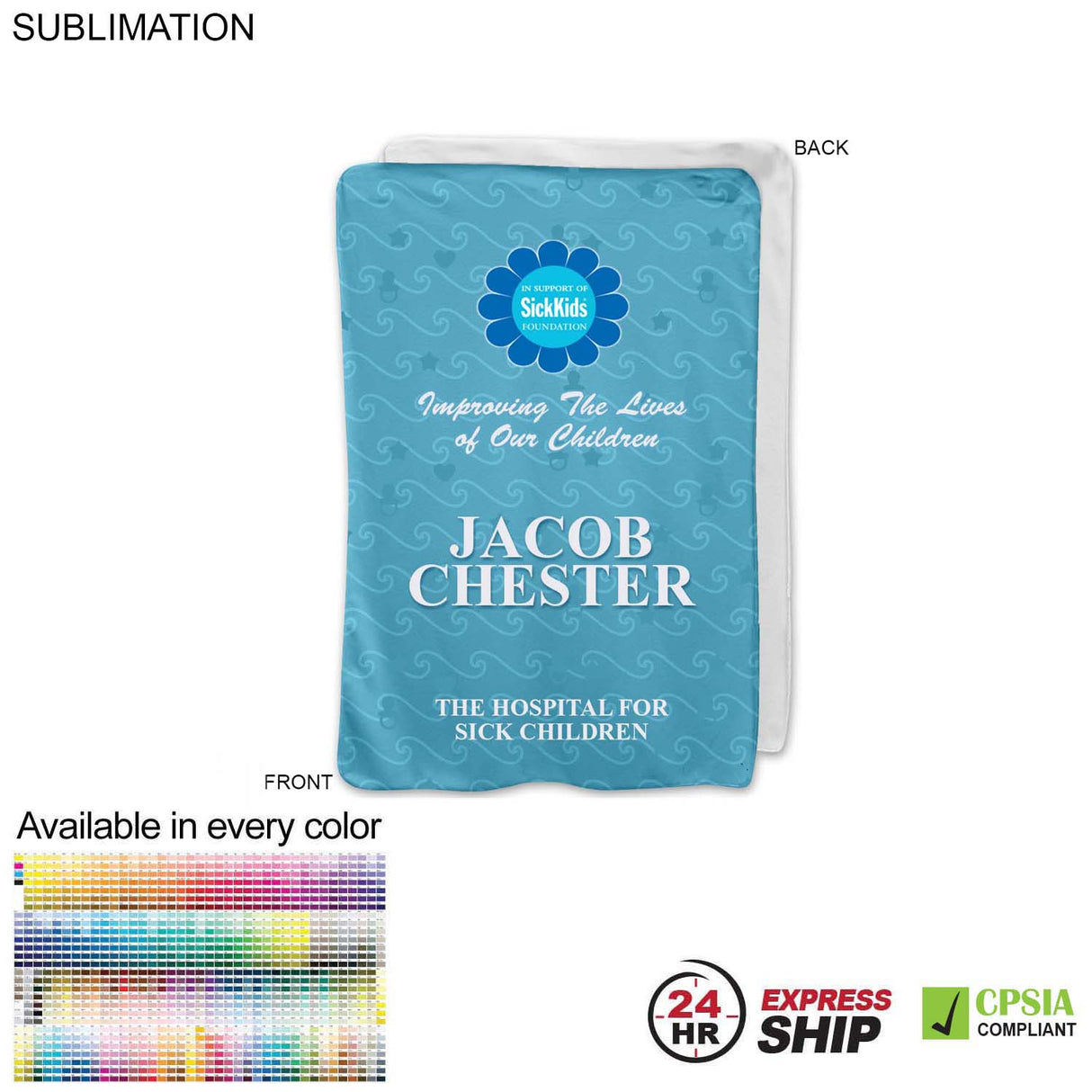 24 Hr Express Ship - Ultra Soft and Smooth Microfleece Baby Blanket 30x40, Sublimated