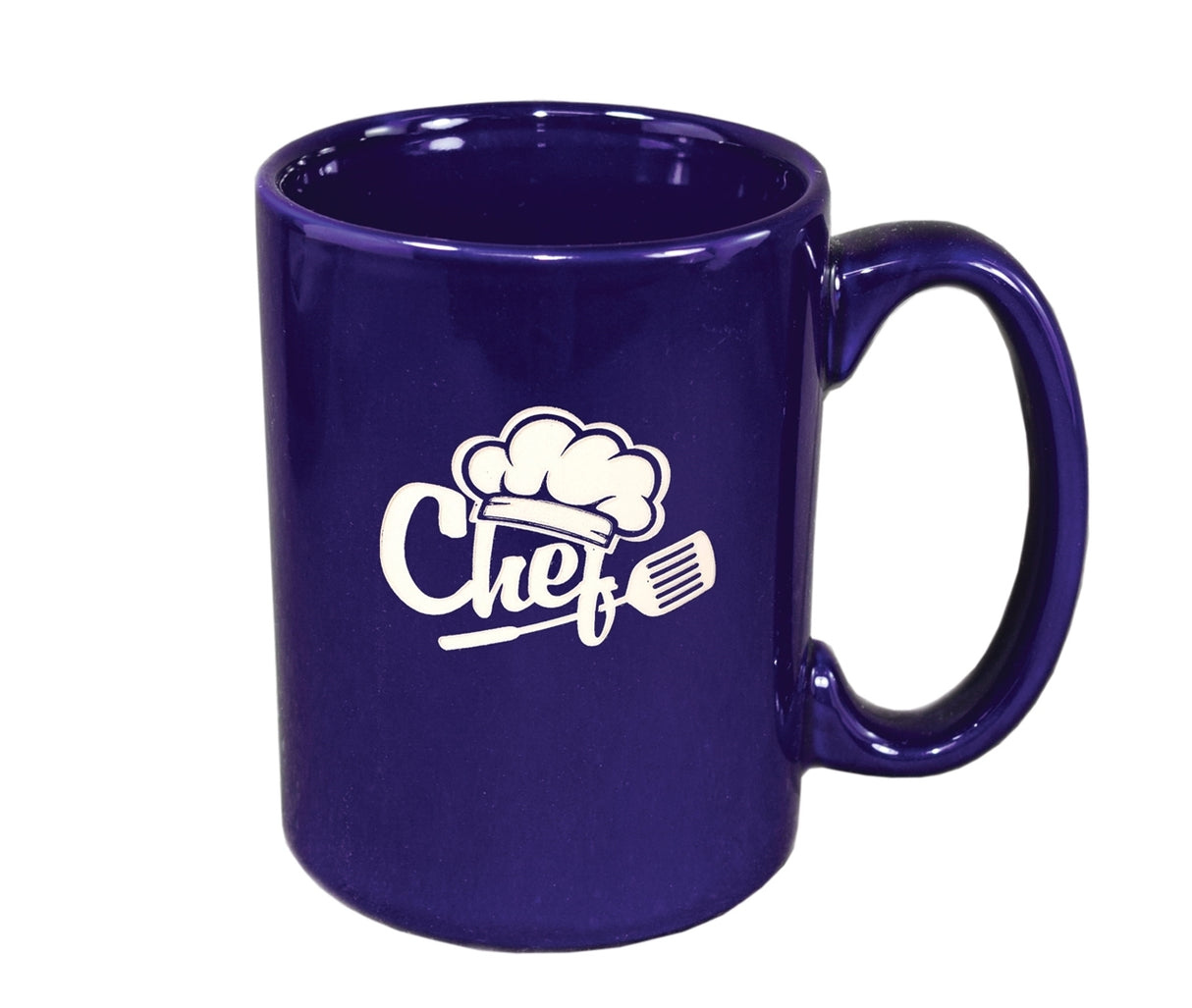 Jumbo 15oz blue ceramic mug - Etched