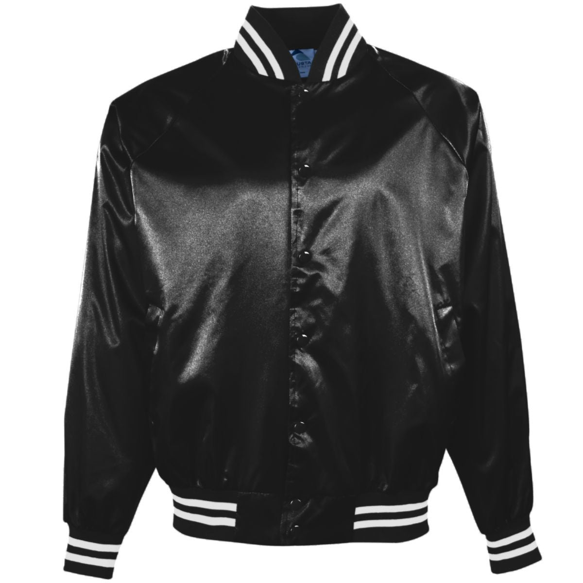 Satin Baseball Jacket w/Striped Trim