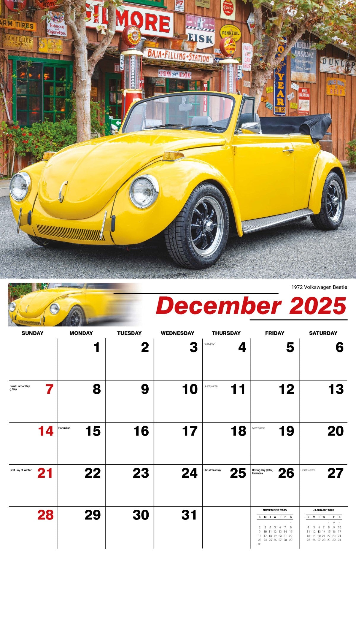 Galleria Wall Calendar 2025 Classic Cars