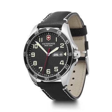 FieldForce Black Dial Watch w/Leather Strap