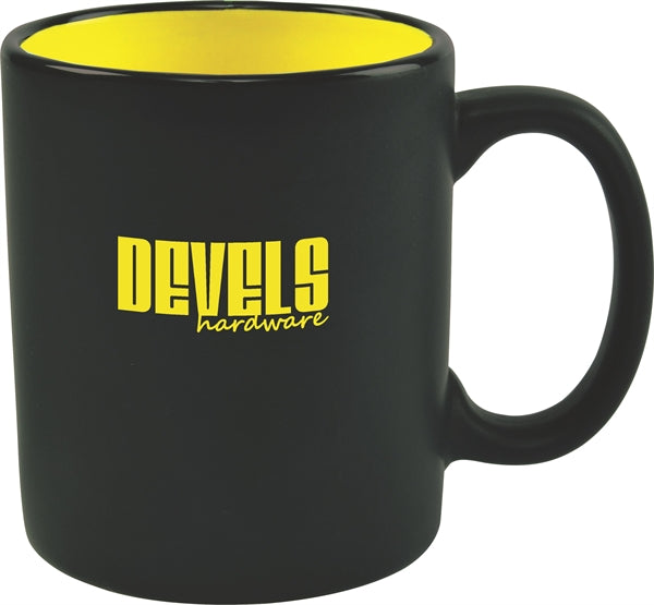 Chalk 11oz 2tone black/yellow mug in Ripple brown Gift box