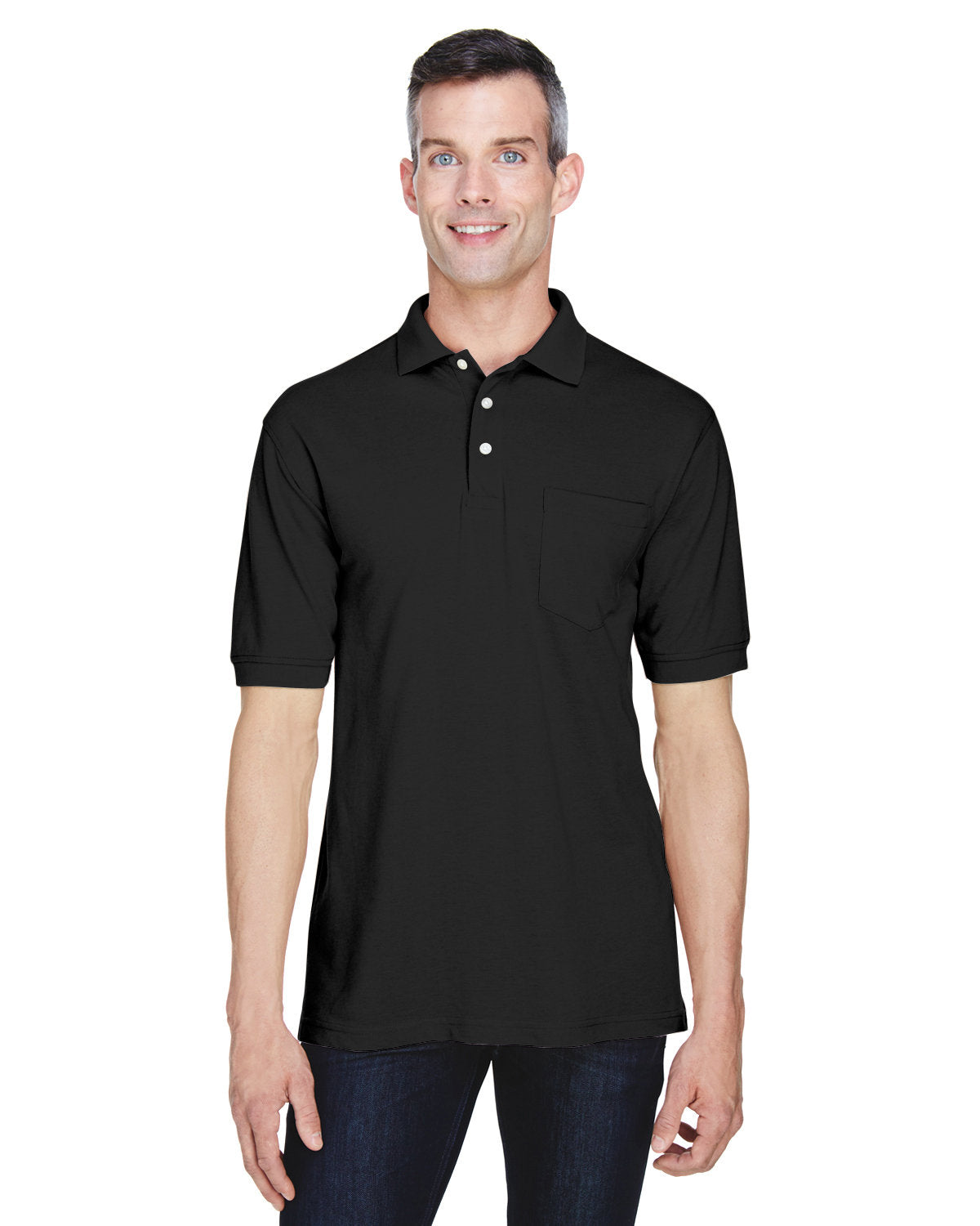 000172 Harriton Men's 5.6 oz. Easy Blend? Polo with Pocket