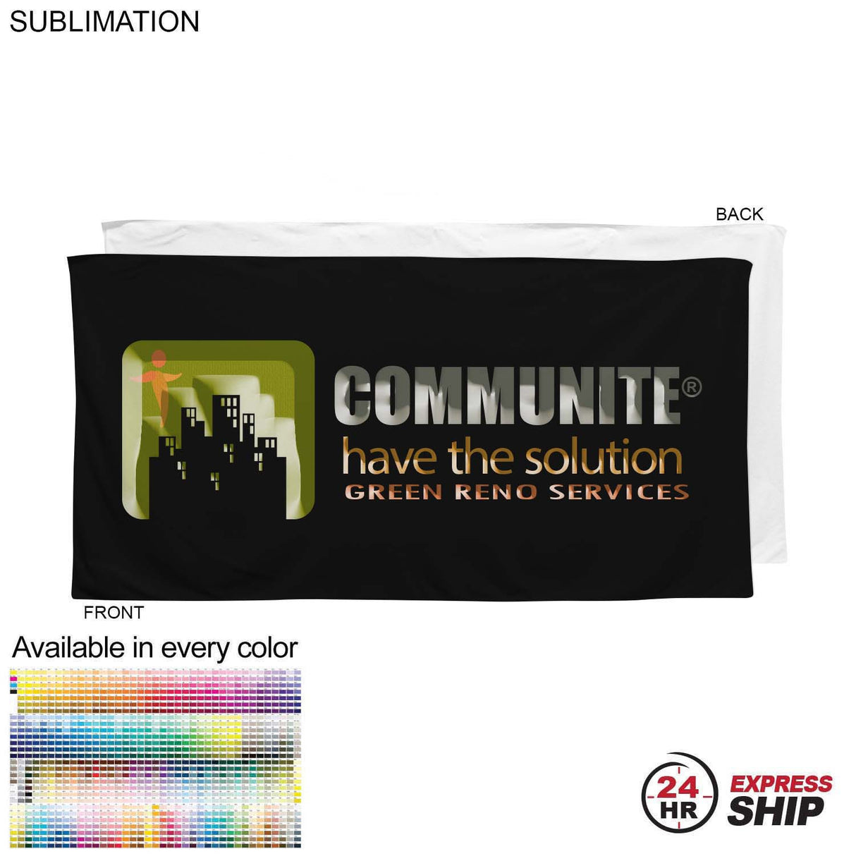 24 Hr Express Ship - Colored Plush Velour Terry Cotton Blend Beach Pool Towel, 24x48, Sublimated