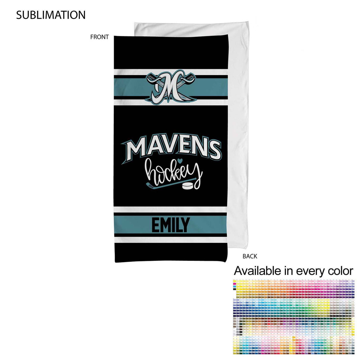 Team Towel in Plush and Soft Velour Terry Cotton Blend, 30x60, Sublimated Shower Towel