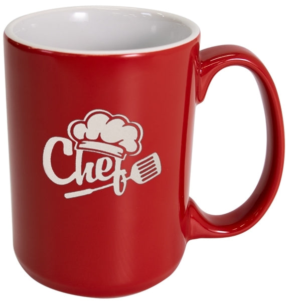 Hanna 14oz 2tone red/white mug in Ripple gift box - Etched