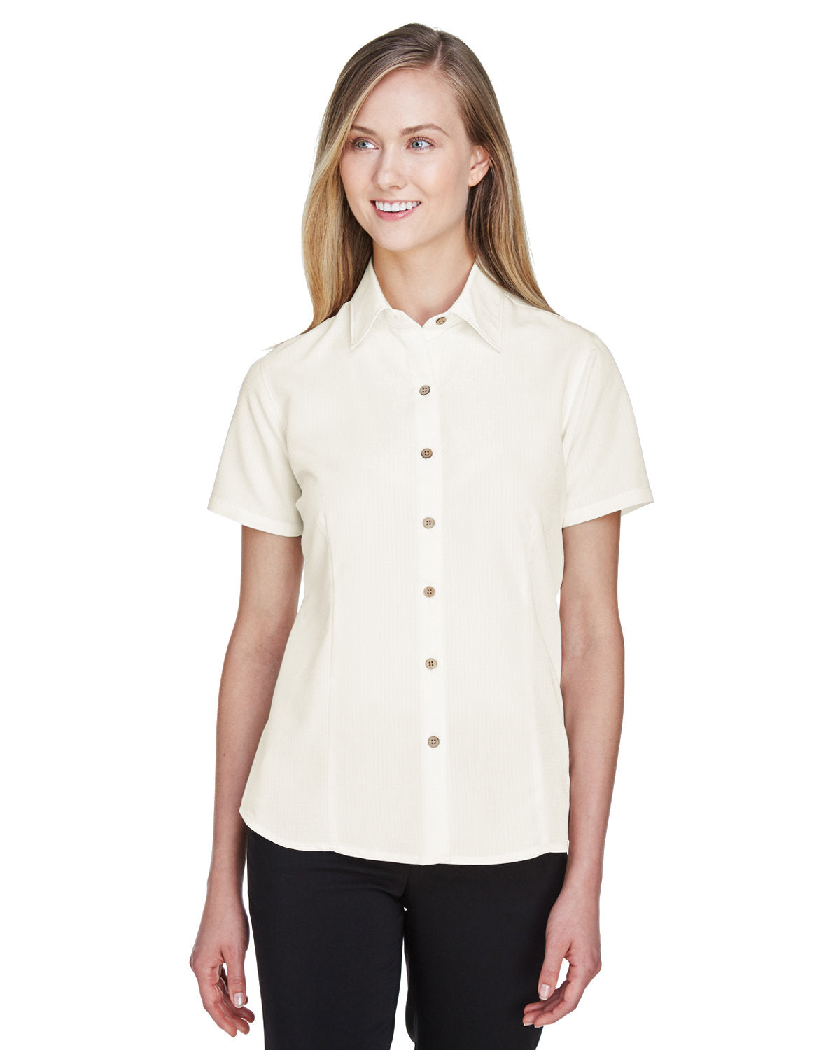 Harriton Ladies' Barbados Textured Camp Shirt