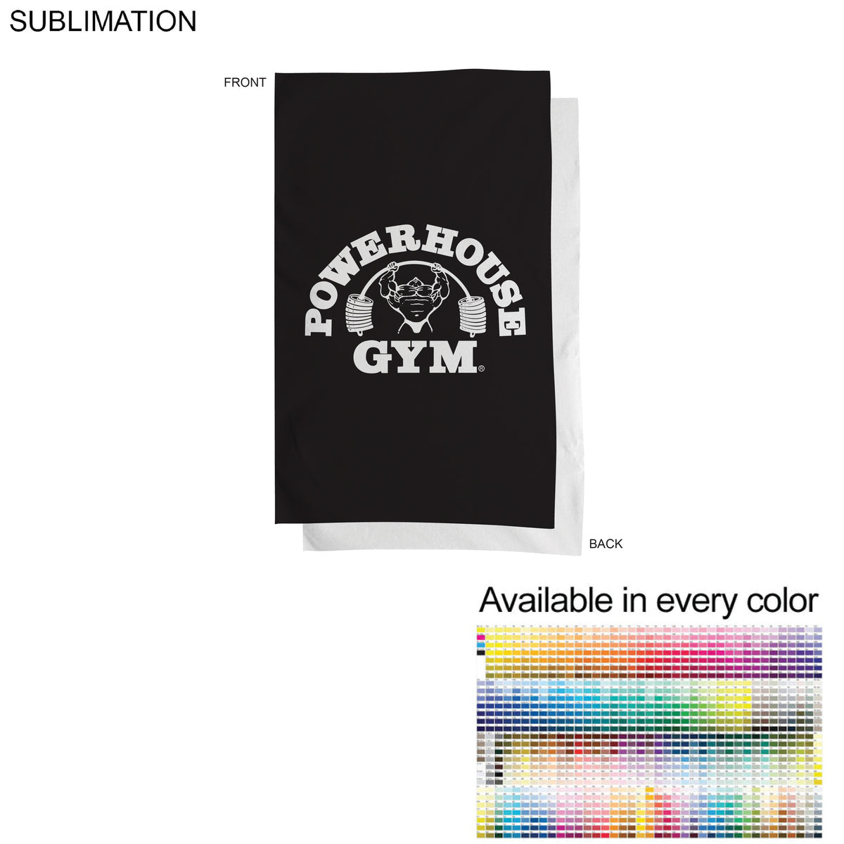 Gym, Workout, Fitness Towel in Plush and Soft Velour Terry Cotton Blend, 15x25, Sublimated 1 side.