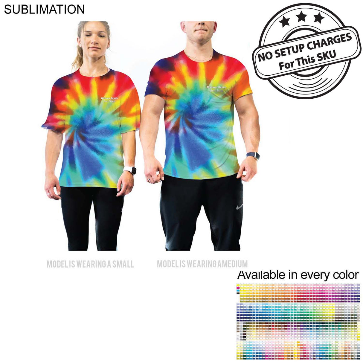 Sublimated Unisex T-Shirt with Tie Dye Background, NO SETUP CHARGE