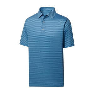 FJ FootJoy© Men's Lisle Feeder Stripe Self Collar Shirt