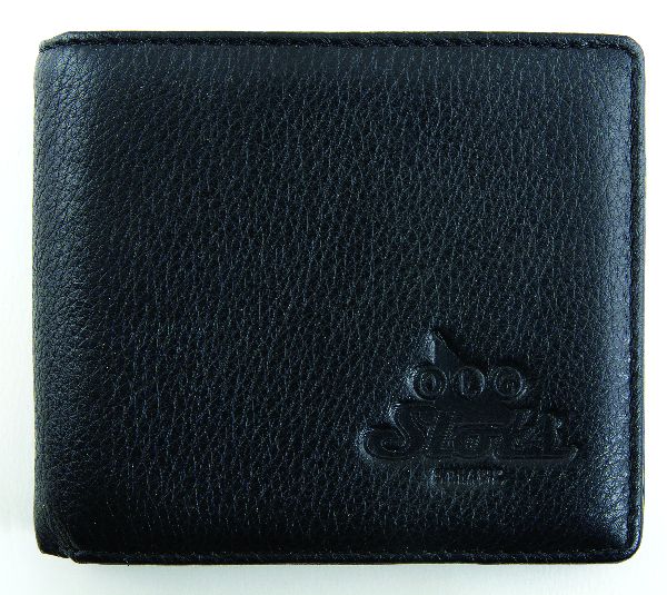 Men's Wallet black genuine milled leather, RFID