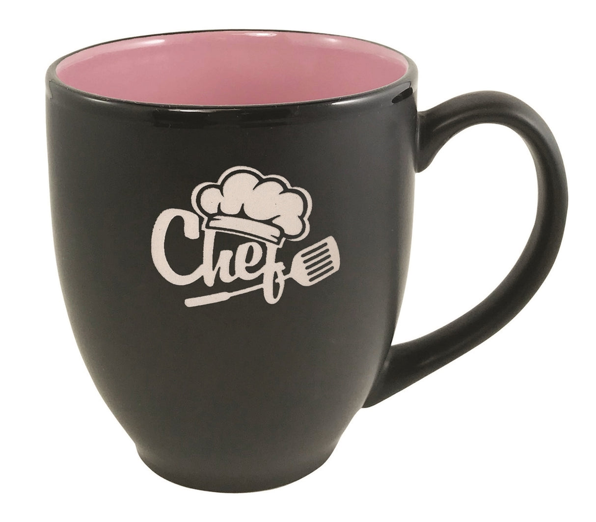 Bistro 16oz 2tone black/pink ceramic mug - Etched