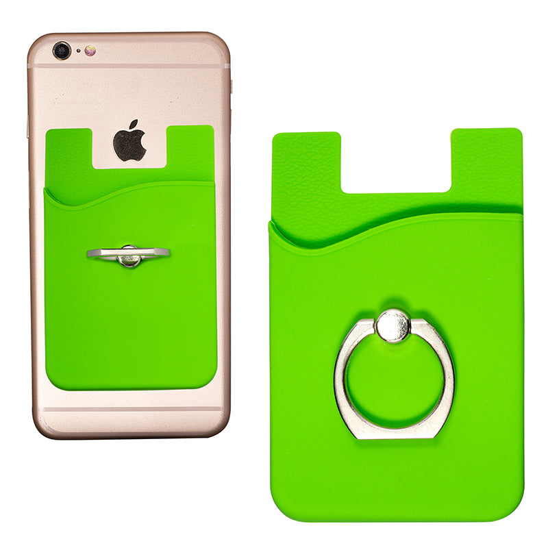 Silicone Card Holder w/Metal Ring Phone Stand