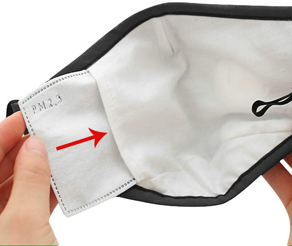 72 Hr Fast Ship - 3-ply Adult reusable cotton cloth facemask with filter pocket, Left side logo