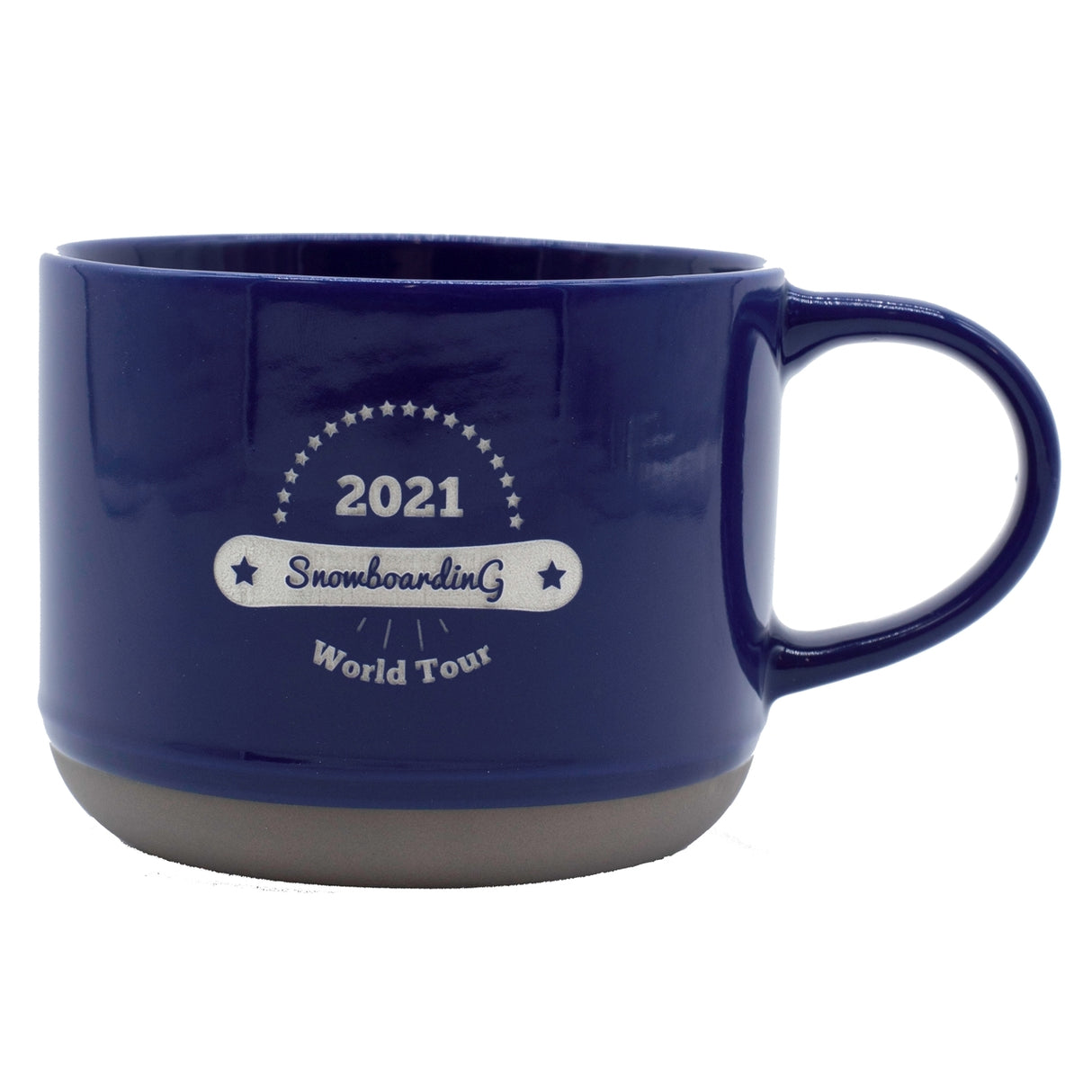 Alana 17oz mug blue/grey bottom trim in a Ripple gift box - Etched