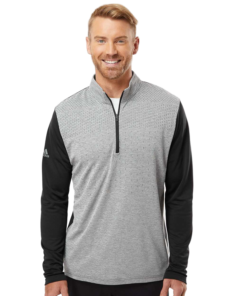 Adidas® Heather Block Print Quarter Zip Pullover