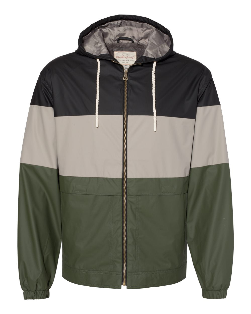 Weatherproof Vintage Colorblocked Hooded Rain Jacket