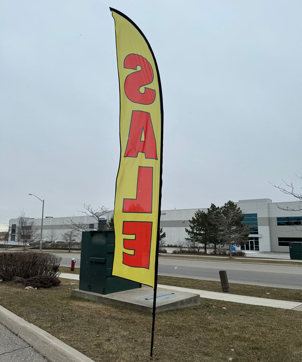 15' Large Feather Flag Kit, Full Color Graphics One Side, Outdoor Spike base and Bag Included