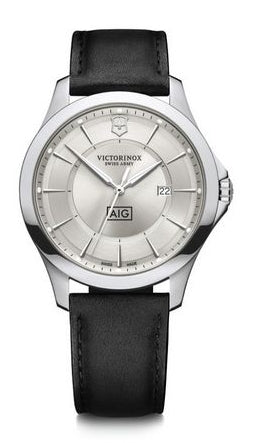 Alliance Silver Dial Black Leather Strap Watch