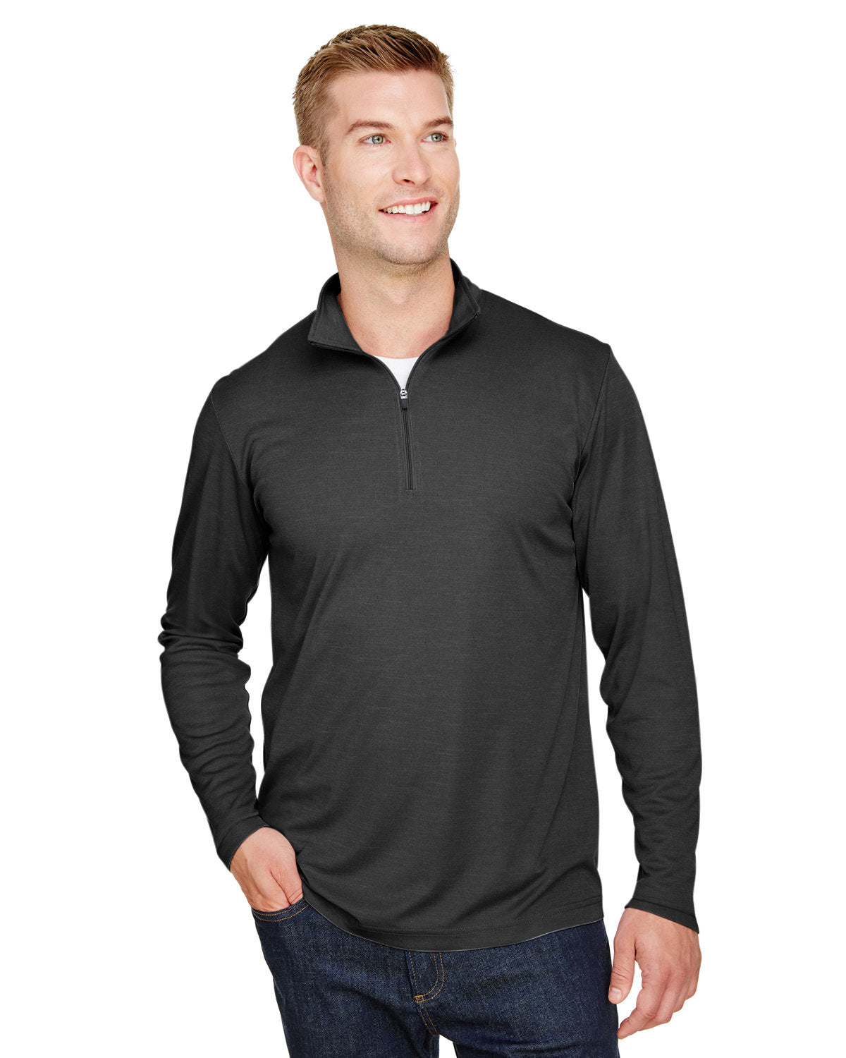 000223 Team 365 Men's Zone Sonic Heather Performance Quarter-Zip