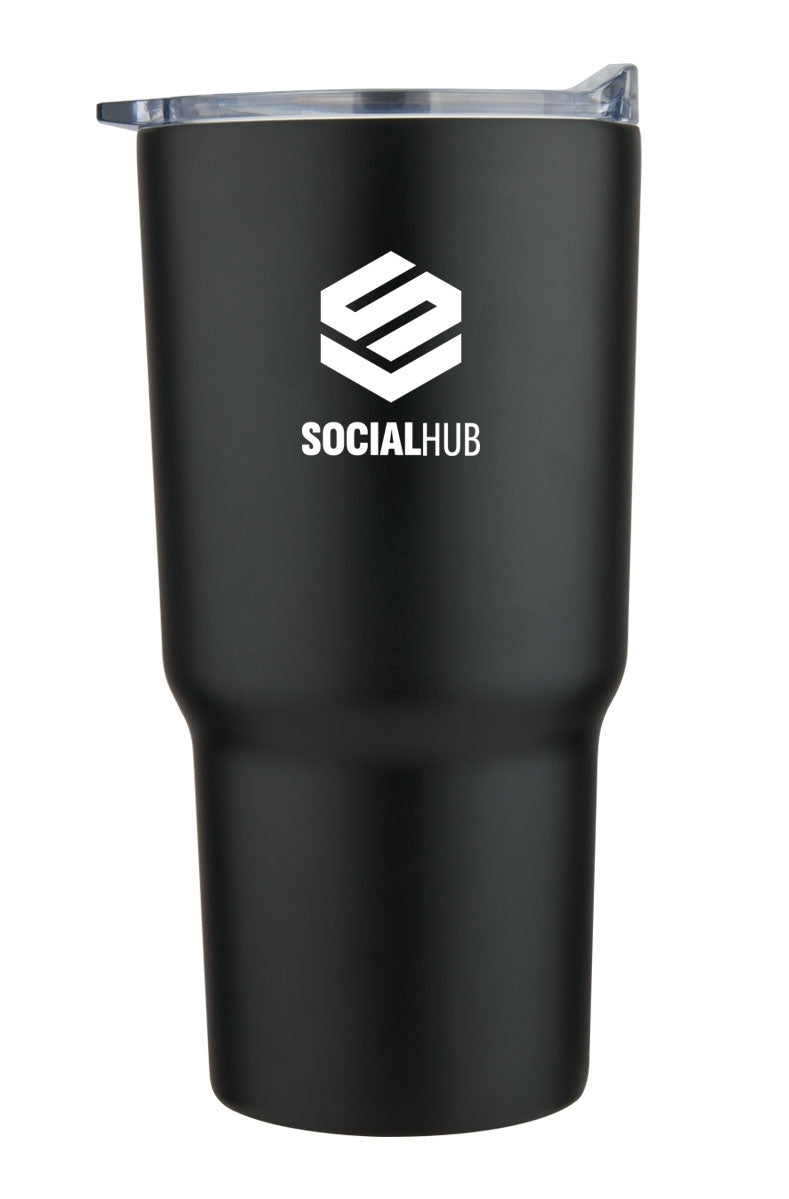 Minto 20oz double wall stainless steel mug with push on lid, black