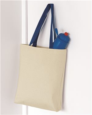 000504 Q-Tees™ 11L Canvas Tote w/Contrast Color Handles