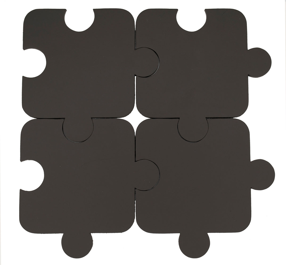 The Missing Piece Set of 4 coasters, Thick European Bonded leather black - no backing