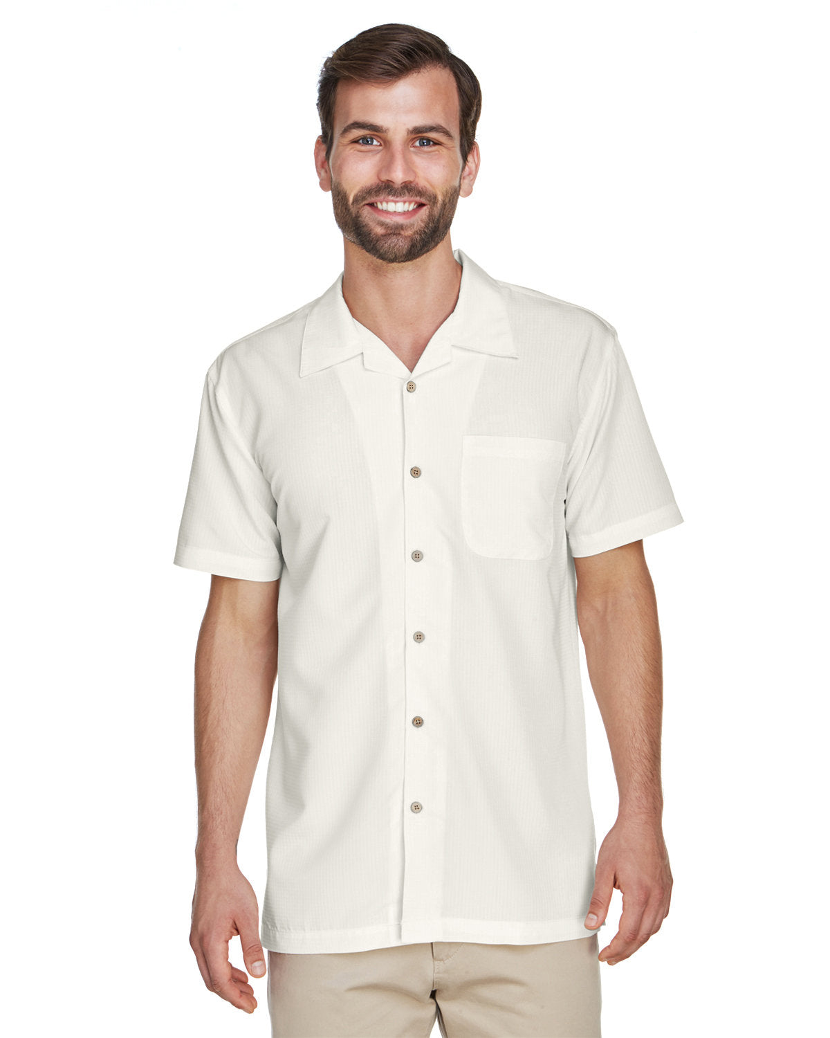 Harriton Men's Barbados Textured Camp Shirt