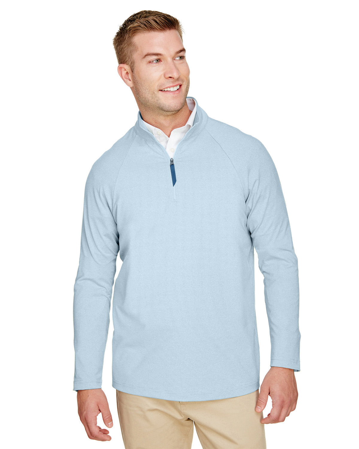 Devon and Jones CrownLux Performance® Men's Clubhouse Micro-Stripe Quarter-Zip
