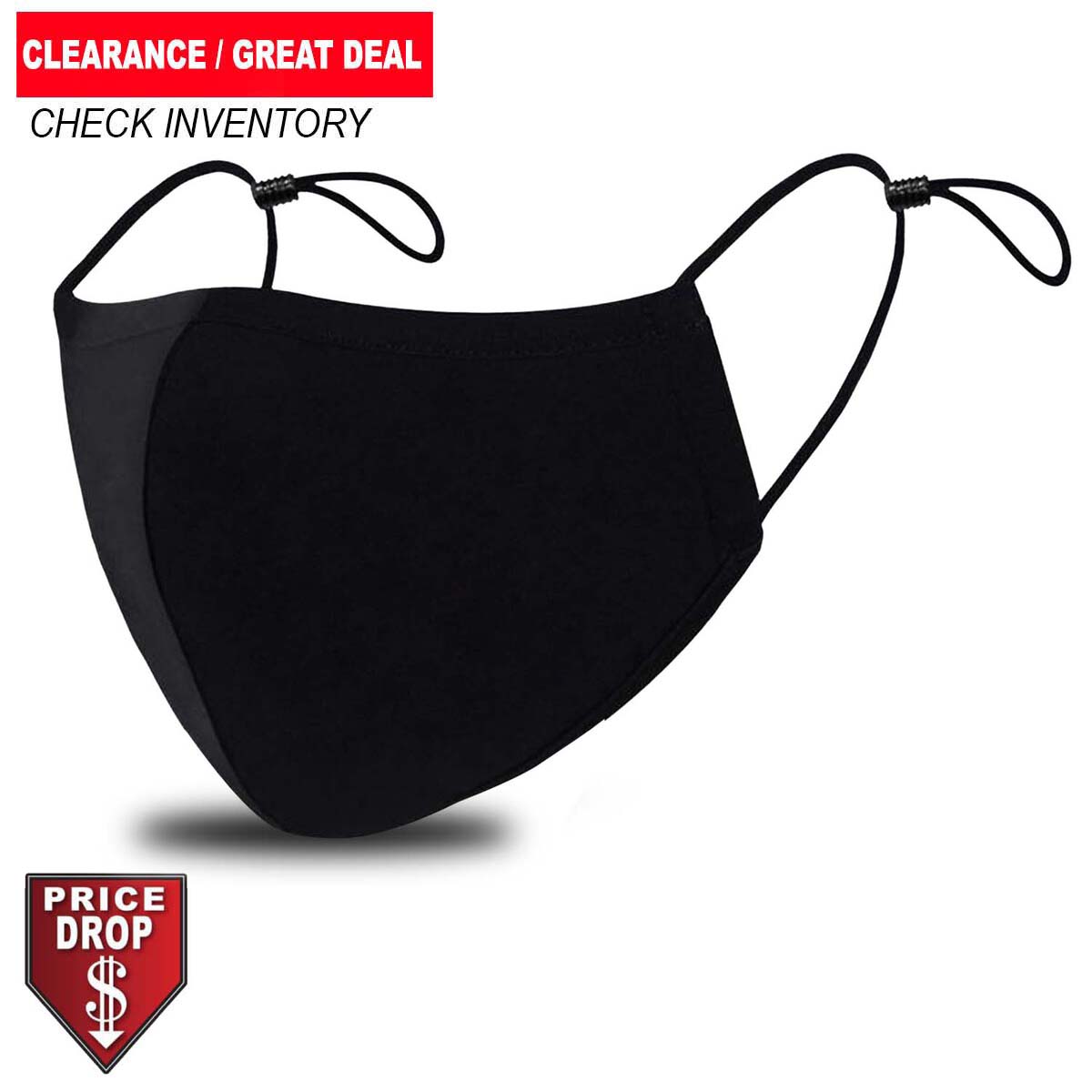 3-ply Adult reusable cotton cloth facemask with filter pocket, blank only, bulk packaged