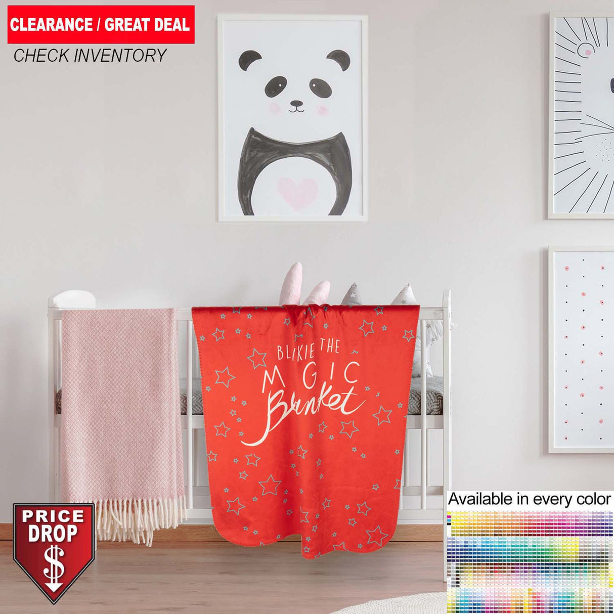 Sherpa Faux Wool Lined Micro Mink Baby Blanket, 30x40, Sublimated Edge to Edge 1 side