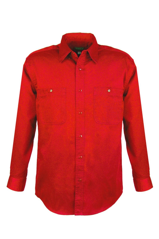 Men's Cotton Blend Twill Long Sleeve Shirts (RED) (XS-5XL)