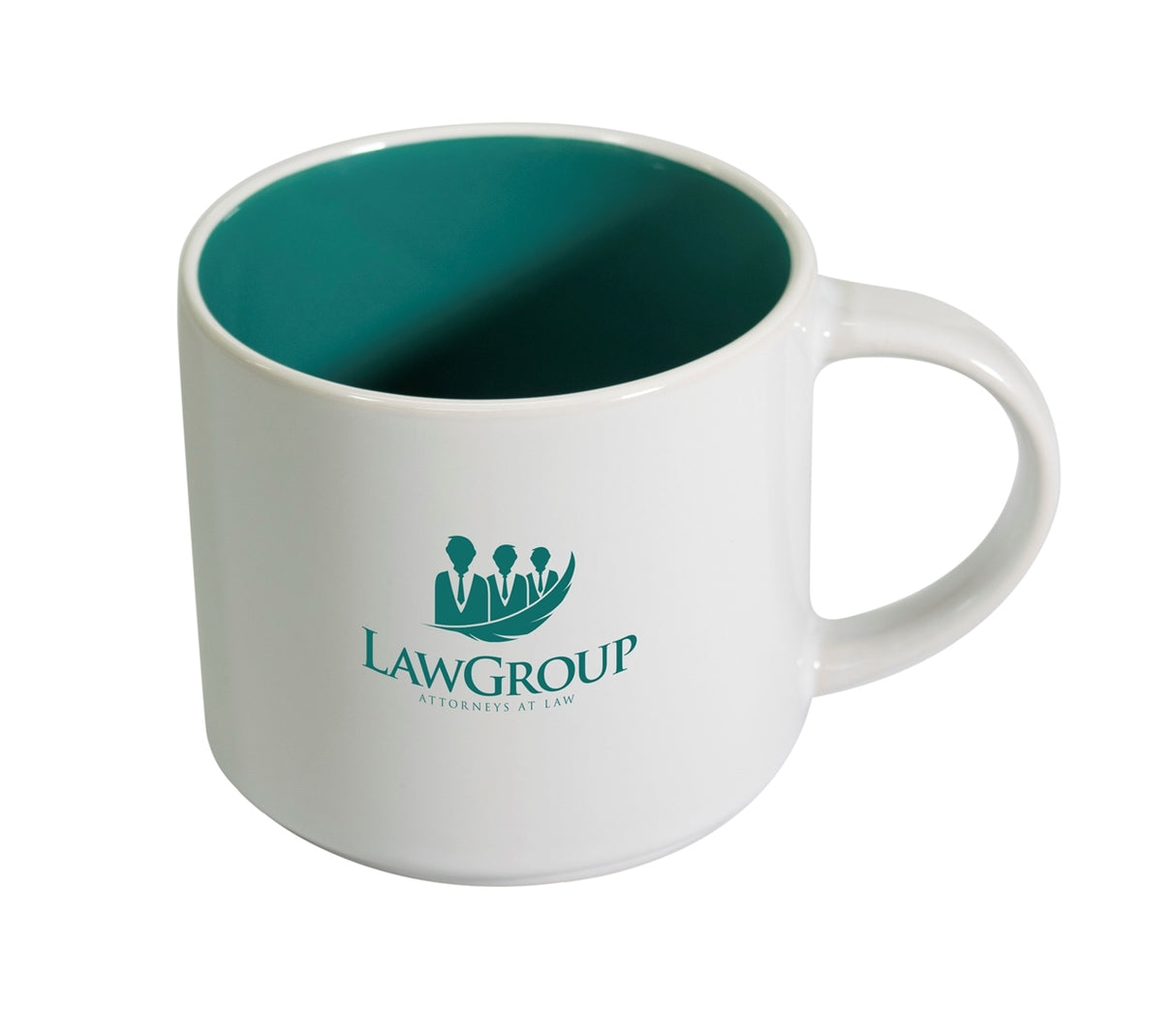 Brighton 14oz two-tone ceramic mug white/teal in a Ripple box
