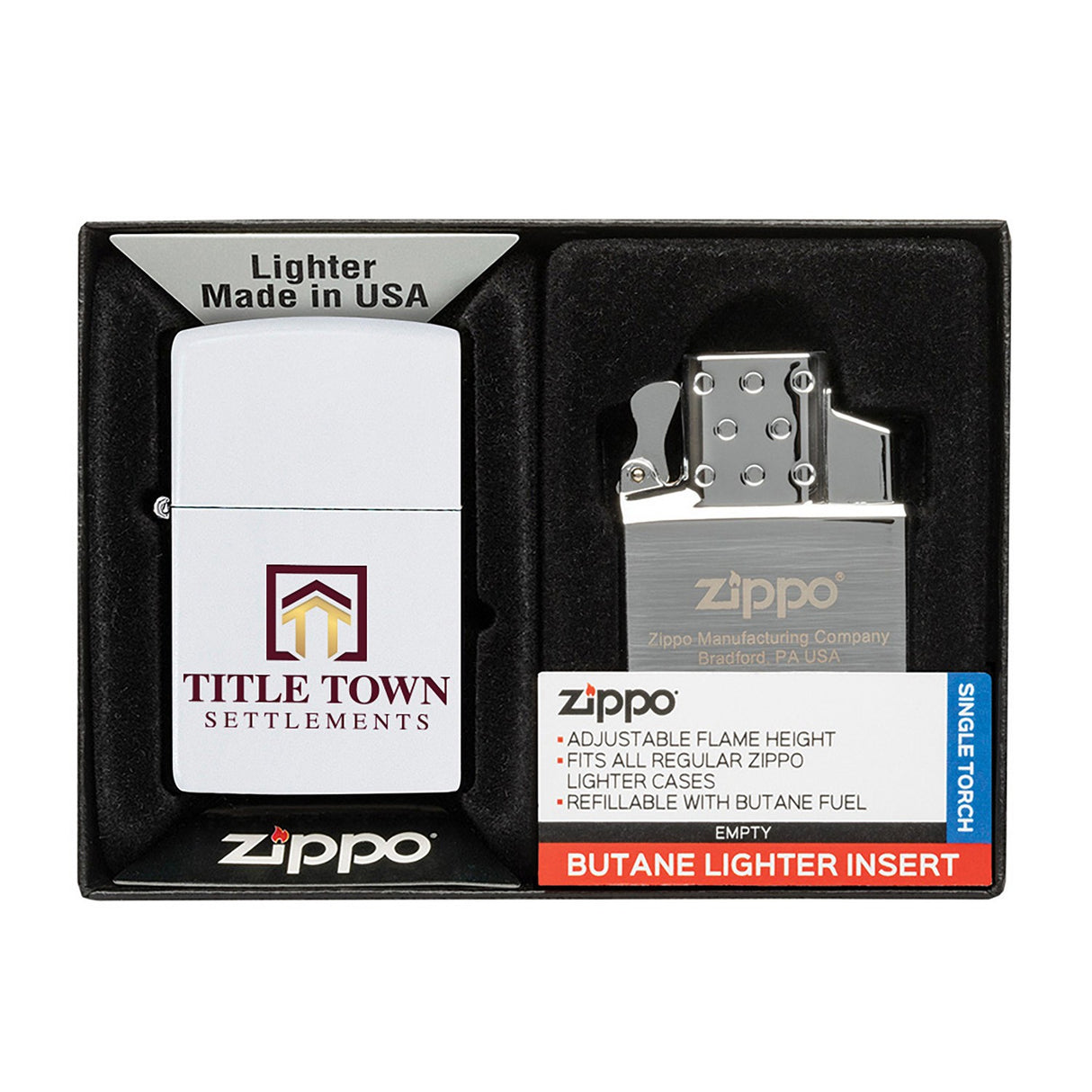 Matte Zippo® Lighter & Single Butane Insert Gift Set