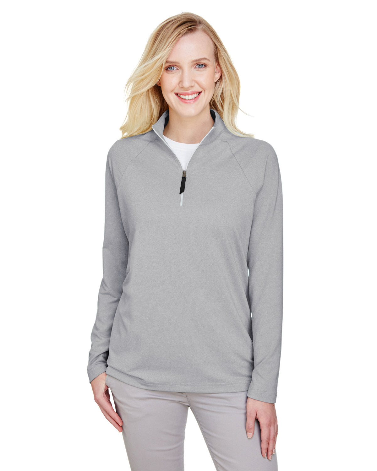DEVON AND JONES CrownLux Performance® Ladies' Clubhouse Micro-Stripe Quarter-Zip