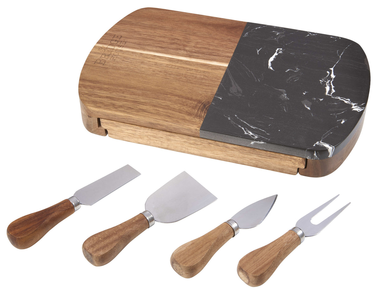 Black Marble Cheese Board Set with Knives