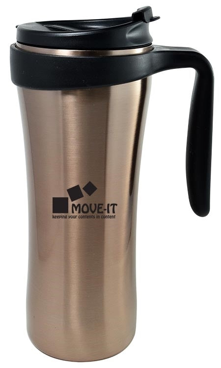 Mercury 16oz copper finish stainless steel double wall travel mug with handle